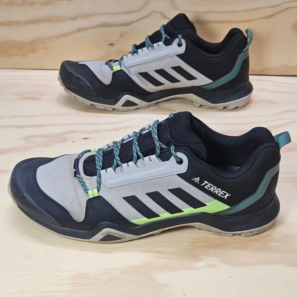 Adidas Terrex AX3 Men 13 Grey Black Signal Green Hiking Shoes FW9452